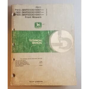 John Deere TM1487 Technical Manual for F911, F915, F932 & F935 Mowers Original